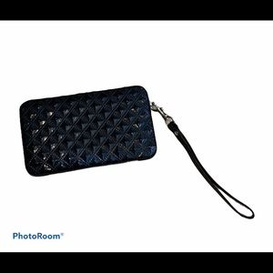 Black wallet with strap